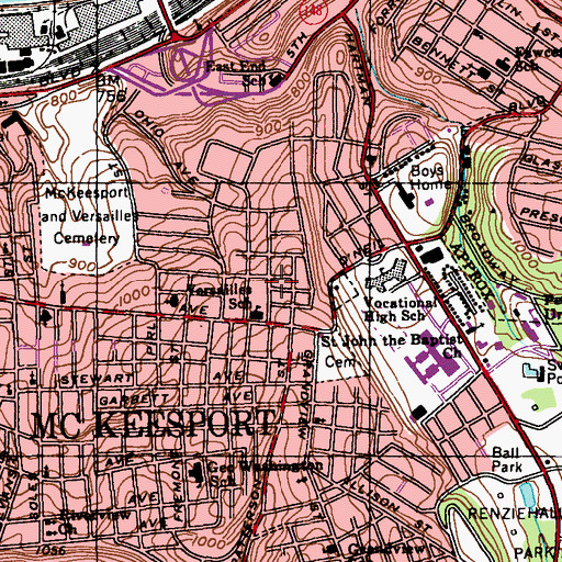 Topographic Map of First Christian Church, PA