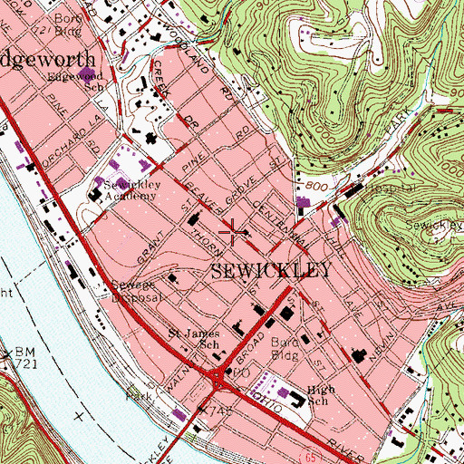 Topographic Map of First Church of Christ Scientist, PA
