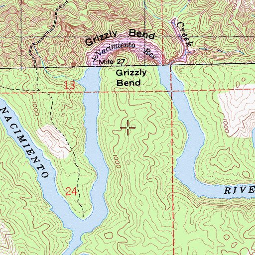 Topographic Map of Grizzly Bend, CA