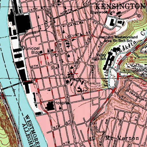 Topographic Map of First Evangelical Lutheran Church, PA