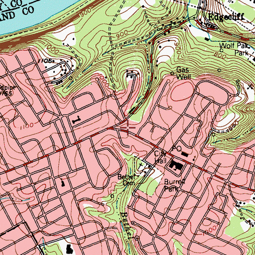 Topographic Map of Lower Burrell City Hall, PA