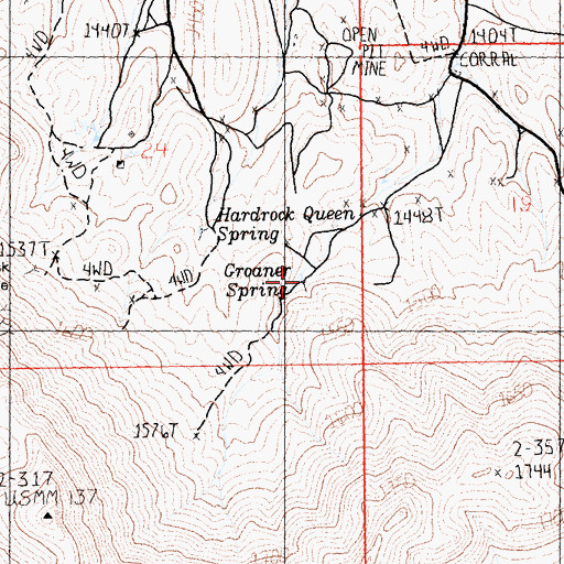 Topographic Map of Groaner Spring, CA