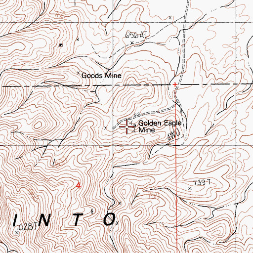 Topographic Map of Golden Eagle Mine, CA