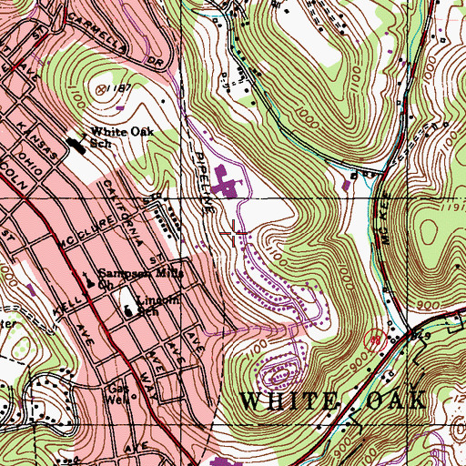 Topographic Map of McClure Middle School Library, PA