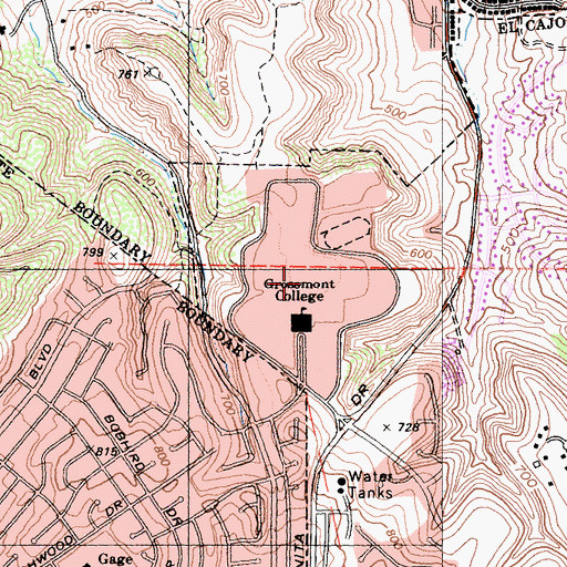 Topographic Map of Grossmont College, CA