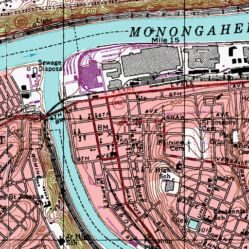 Topographic Map of Mon Valley Education Consortium, PA