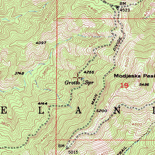 Topographic Map of Grotto Spring, CA