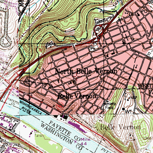 Topographic Map of North Belle Vernon Police Department, PA