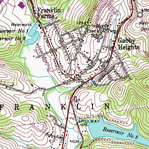 Topographic Map of North Franklin Township Police Department, PA