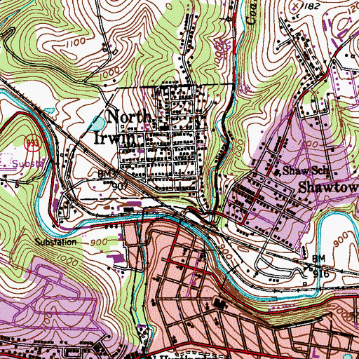 Topographic Map of North Irwin Borough Hall, PA