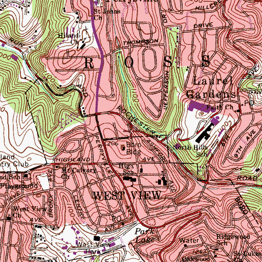 Topographic Map of Northgate Junior-Senior High School Library, PA