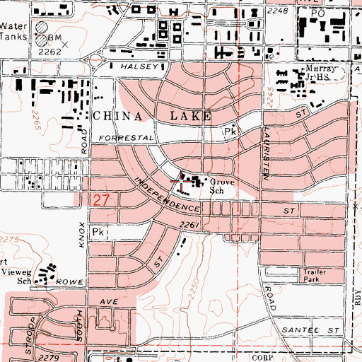Topographic Map of Groves Elementary School, CA
