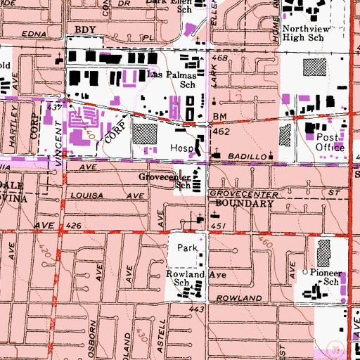 Topographic Map of Grovecenter Elementary School, CA