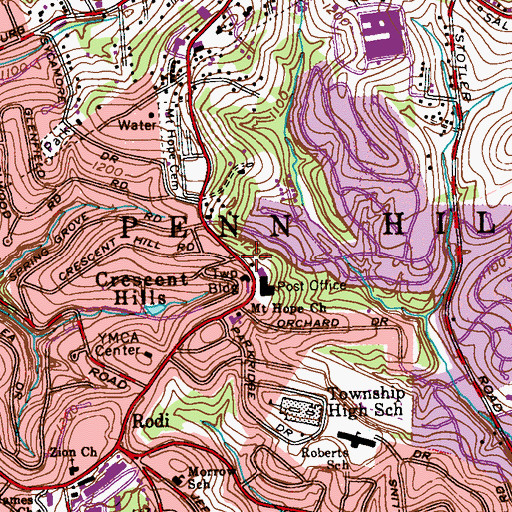 Topographic Map of Penn Hills Police Department, PA