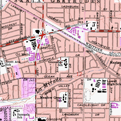 Topographic Map of Grovedale School, CA