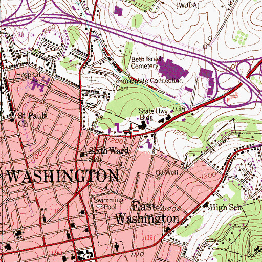 Topographic Map of Pennsylvania State Police Troop B Building, PA