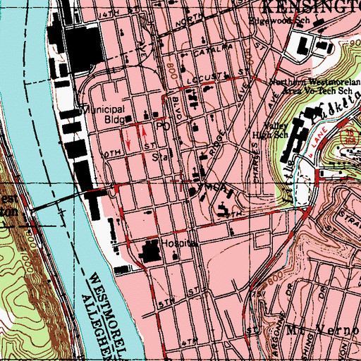 Topographic Map of Peoples Library, PA