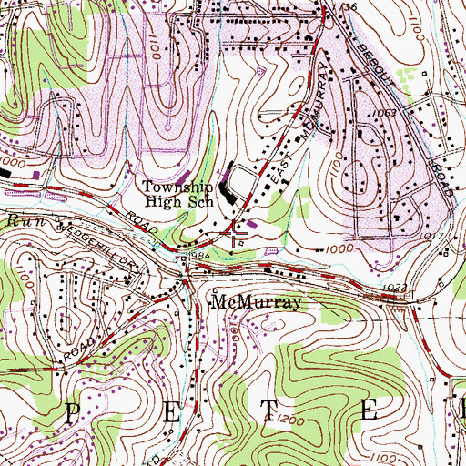 Topographic Map of Peters Police Department, PA