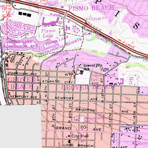 Topographic Map of Grover Heights Elementary School, CA