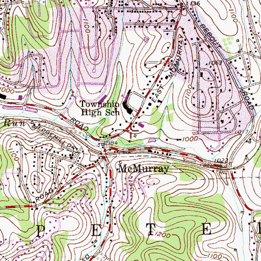 Topographic Map of Peters Township Public Library, PA