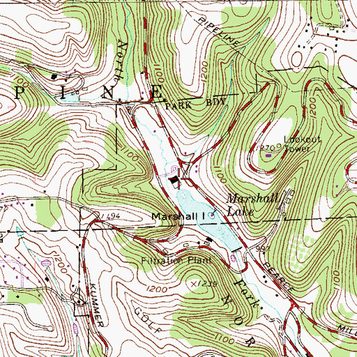 Topographic Map of Pine Township Hall, PA