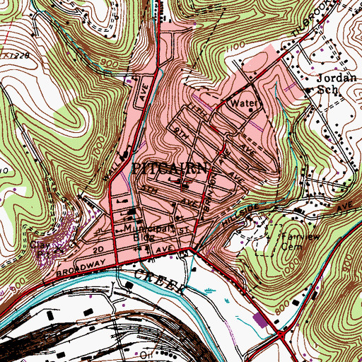 Topographic Map of Pitcairn Borough Hall, PA