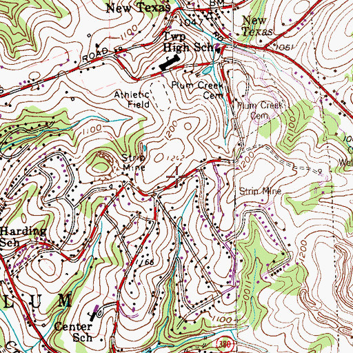 Topographic Map of Plum Borough Library, PA