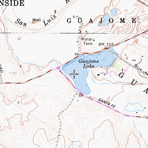 Topographic Map of Guajome Lake, CA