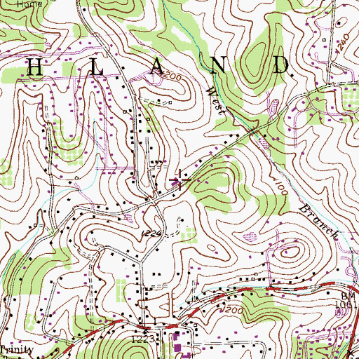 Topographic Map of Richland Township Hall, PA