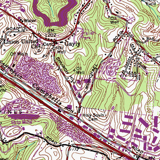 Topographic Map of Robinson Township Hall, PA
