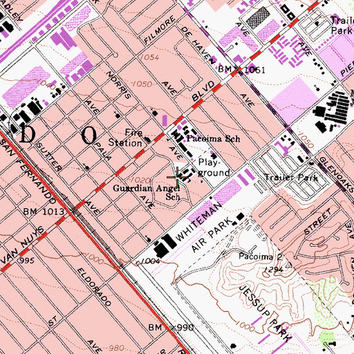 Topographic Map of Guardian Angel School, CA