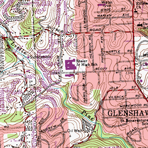 Topographic Map of Rogers Elementary School, PA