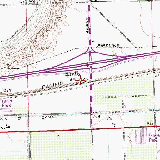 Topographic Map of Araby, AZ