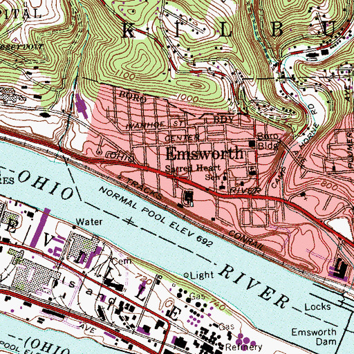 Topographic Map of Saint Anthonys Hall, PA