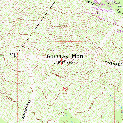 Topographic Map of Guatay Mountain, CA