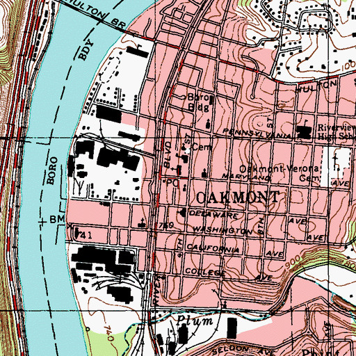Topographic Map of Saint Irenaeus Church Hall, PA