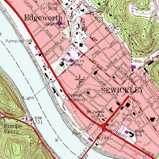 Topographic Map of Saint James Catholic Church Convent, PA