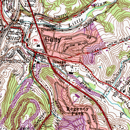 Topographic Map of Saint John the Baptist Catholic Church Convent, PA