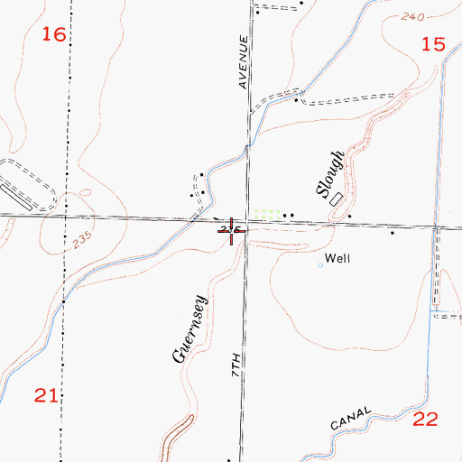 Topographic Map of Guernesy Slough, CA