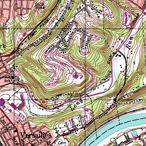 Topographic Map of Serra Catholic High School Library, PA