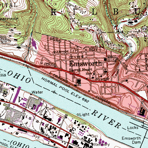 Topographic Map of Seton Hall, PA