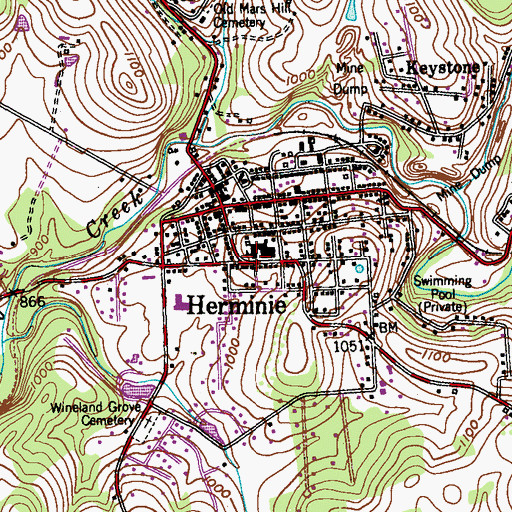 Topographic Map of Sewickley Township Public Library, PA