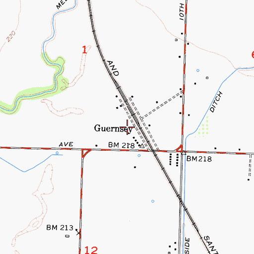 Topographic Map of Guernsey, CA