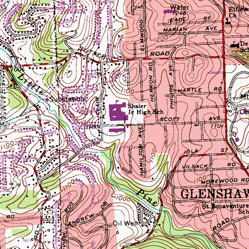 Topographic Map of Shaler Area Middle School Library, PA