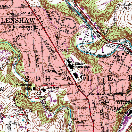 Topographic Map of Shaler North Hills Library, PA