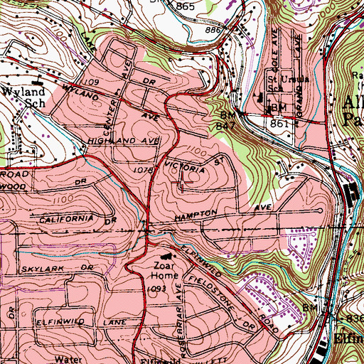 Topographic Map of Sisters of Divine Providence Convent, PA