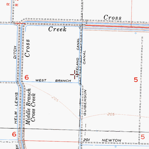 Topographic Map of Guiberson Canal, CA