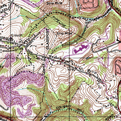 Topographic Map of South Allegheny Middle-High School Library, PA