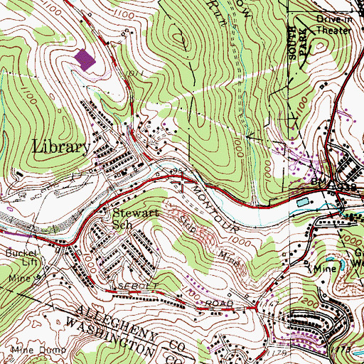 Topographic Map of South Park Police Department, PA