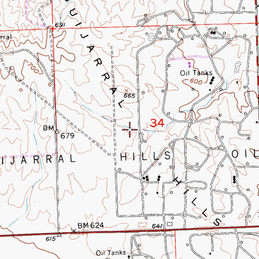 Topographic Map of Guijarral Hills, CA